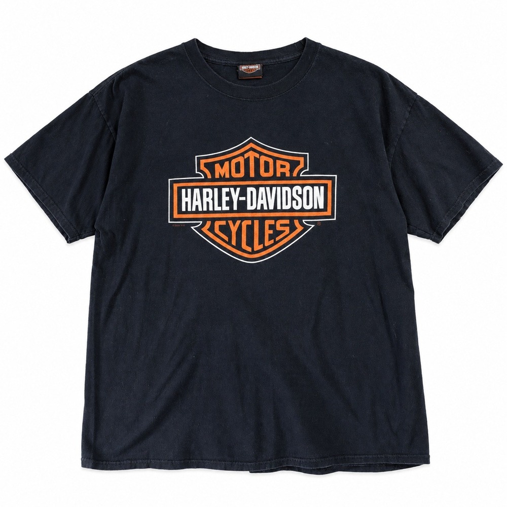 Vintage 2000 Harley-Davidson Shelton's Durham NC Double-Sided Black Tee